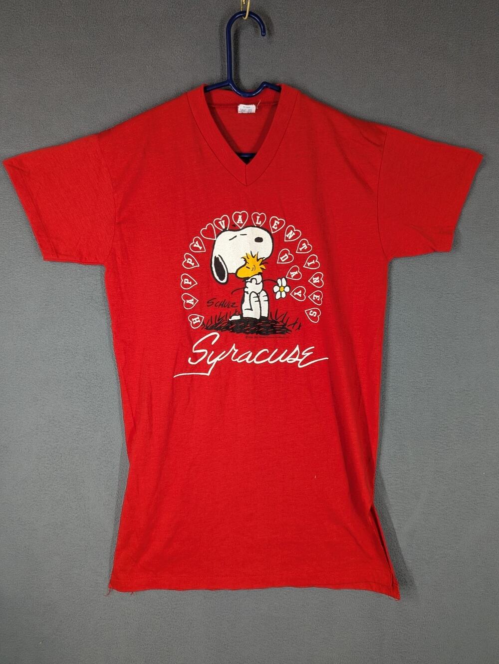 ARTEX Vintage Snoopy Syracuse Valentines Sleep T-shirt Medium Red